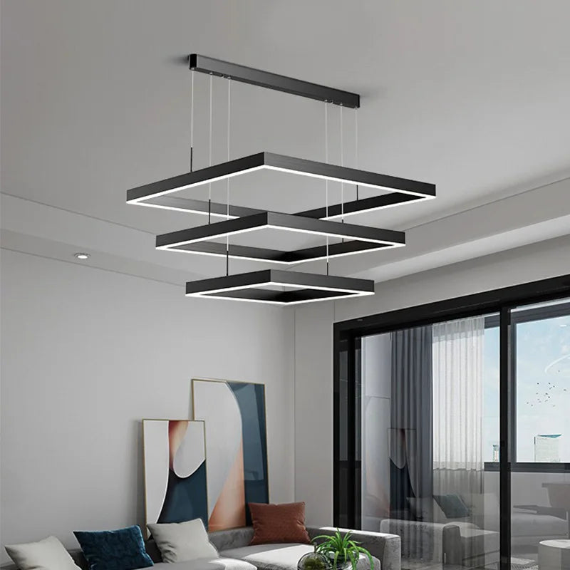 Modern Straight Pendant LED Light - Minimalist Painted Aluminium Chandelier