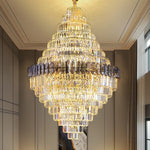 Crystal Chandelier: Luxe Stairwell Lighting for Penthouse Villa