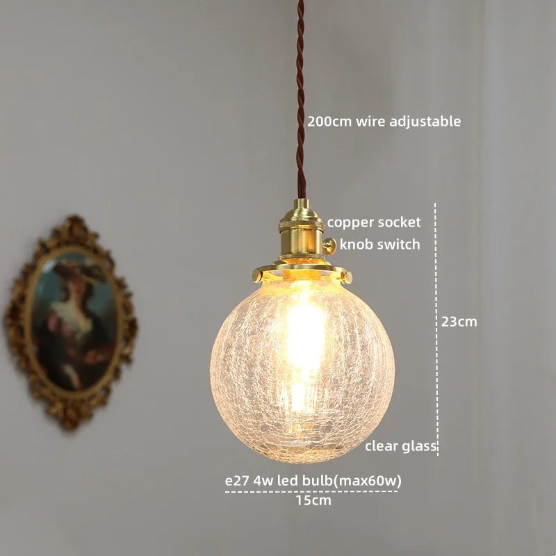 Copper Glass LED Pendant Light for Modern Home Decor