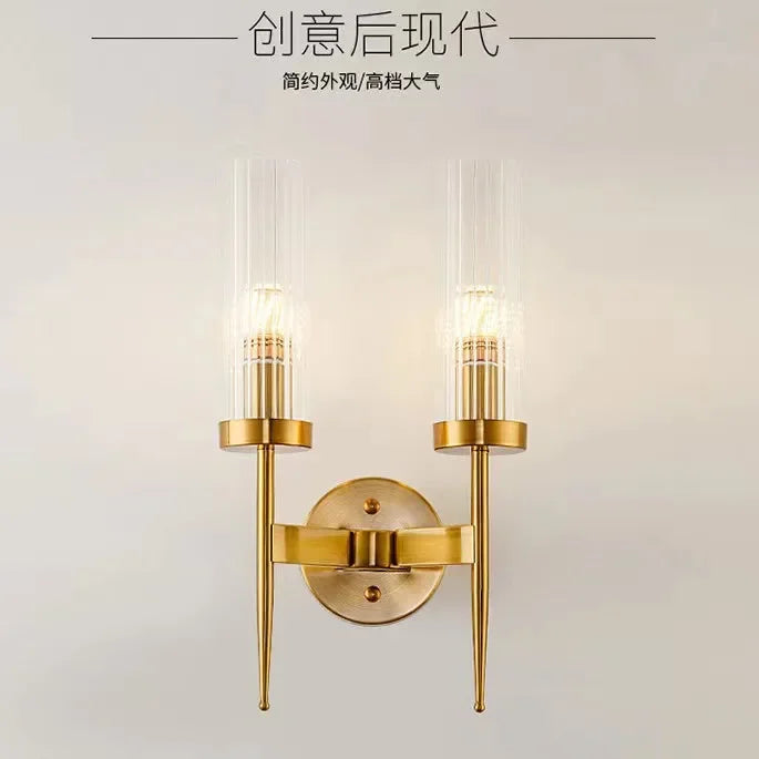 Nordic Copper Gold Wall Lamp for Home Bedroom Living Room