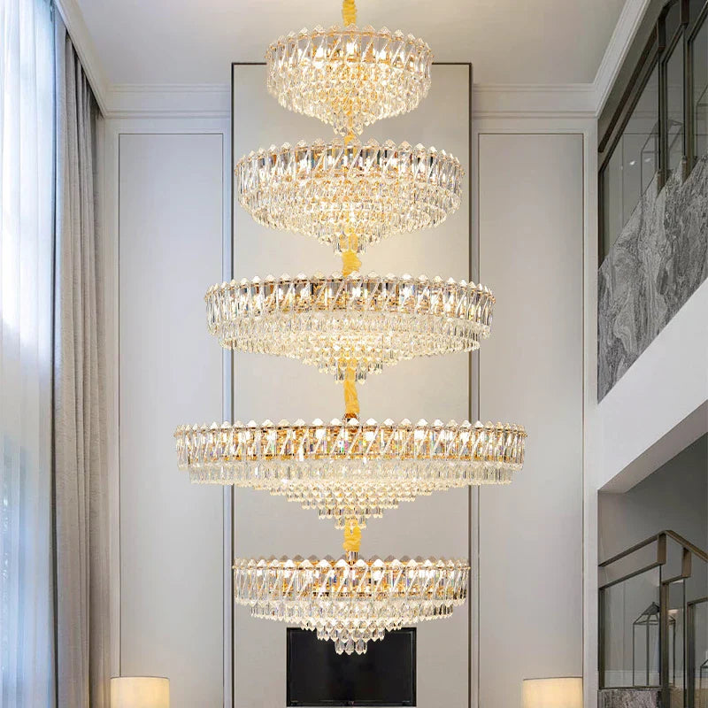 Luxury Crystal Chandelier for Duplex Villa Staircase and Living Room