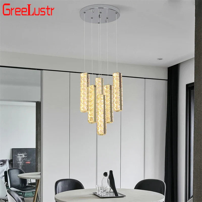 Modern K9 Crystal Chandelier Pendant Light for Living Dining Room Home Decor