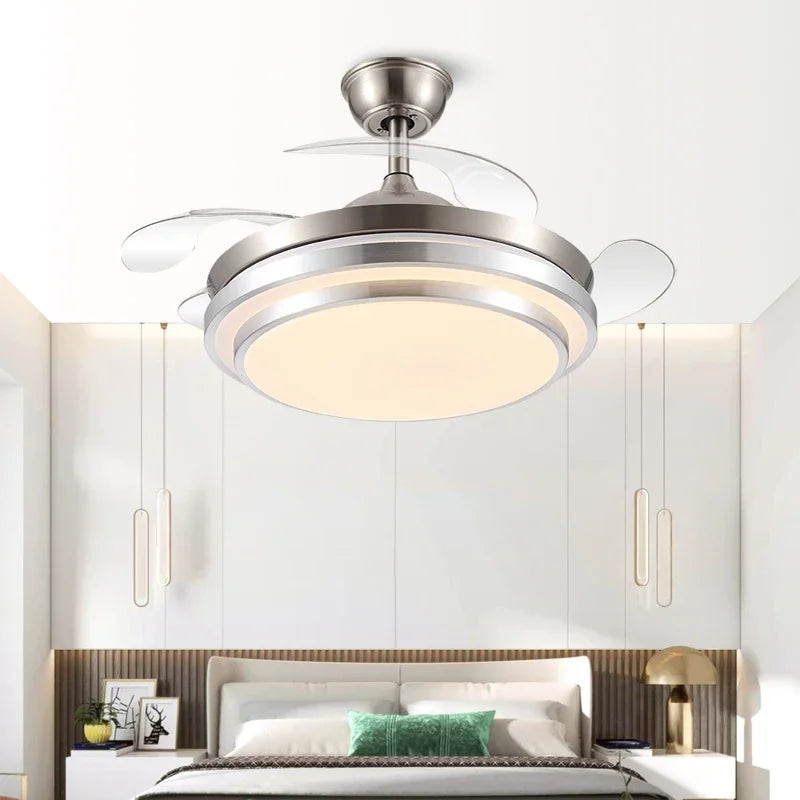 42" Retractable LED Ceiling Fan, Remote Control, Modern Design