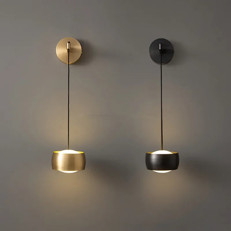Copper Adjustable Wall Lamp for Bedroom LED Reading Light