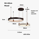 Natural Stone Wood Ring LED Chandelier for Dining & Living Room