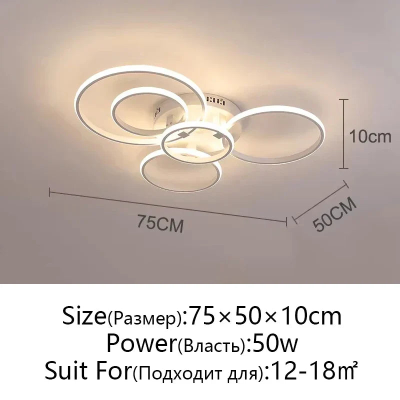 Modern LED Ceiling Chandelier in Gold & Black for Living Room, Bedroom, Study - Dimmable Indoor Lighting