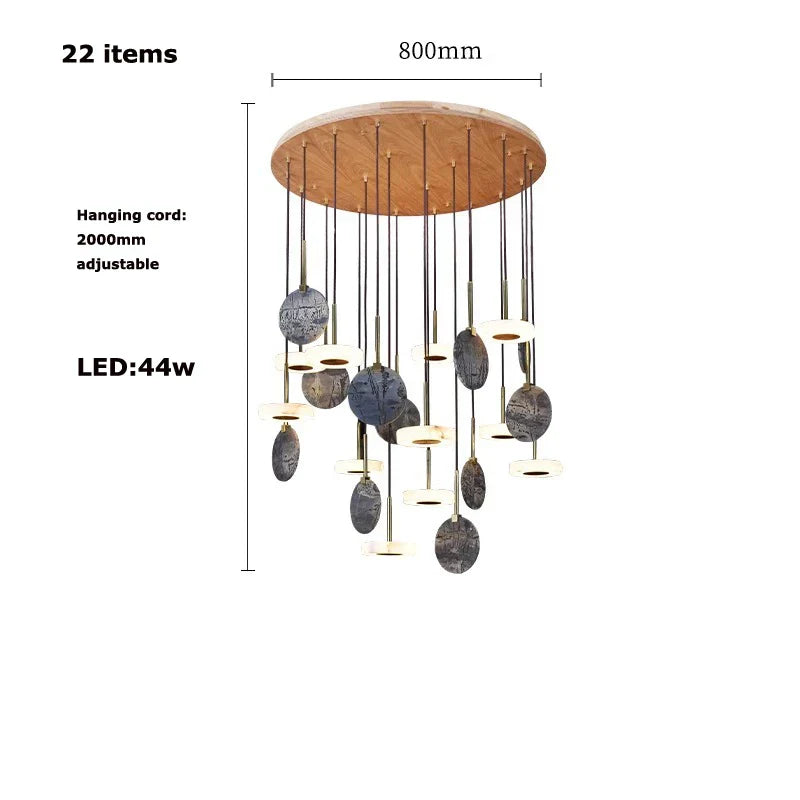 Burlywood Marble LED Ceiling Chandelier for Living Room