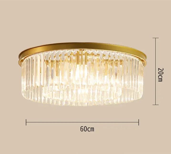 Metal Crystal Pendant Light Chandelier for Living Room, LED Hanging Lamp