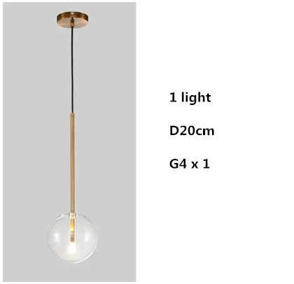 Clear Glass Globe LED Pendant Chandelier for Dining Room and Living Room
