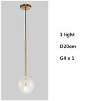 Clear Glass Globe LED Pendant Chandelier for Dining Room and Living Room