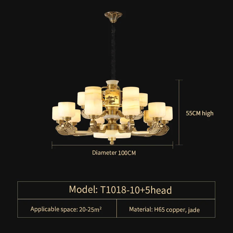 Natural Jade Chandelier - Luxurious Zhongshan Lamps for Dining, Bedroom, and Living Room