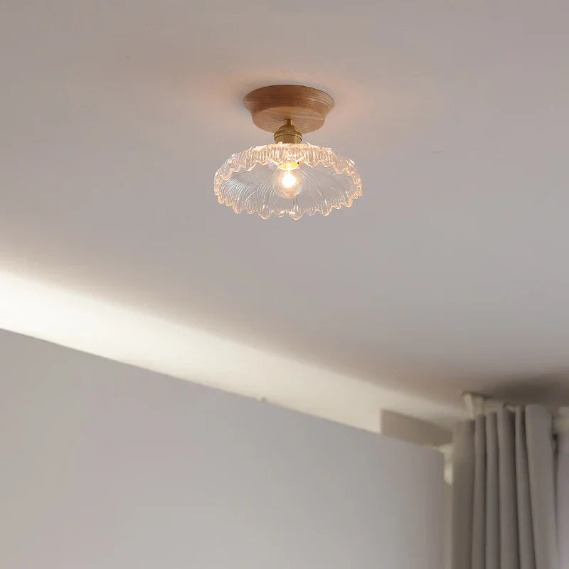 Glass Wood LED Ceiling Light Modern Ceiling Lamp