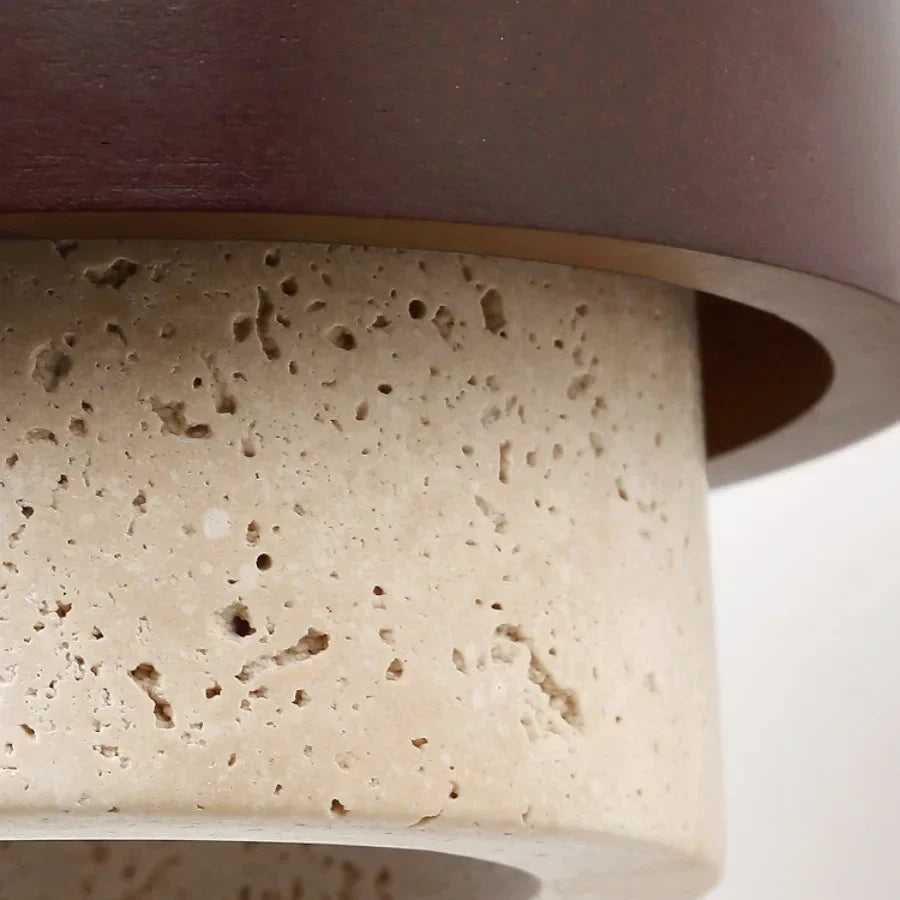 LED Wood Pendant Light Fixture Wabi Sabi Hang Lamp for Living Room