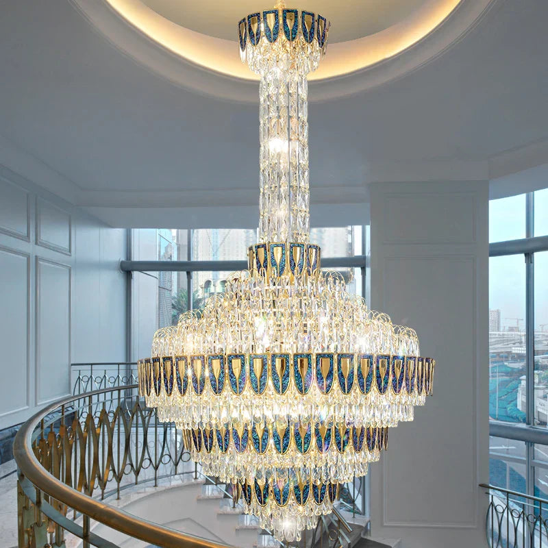 Crystal Chandelier for High-End Designer Duplex Living Room