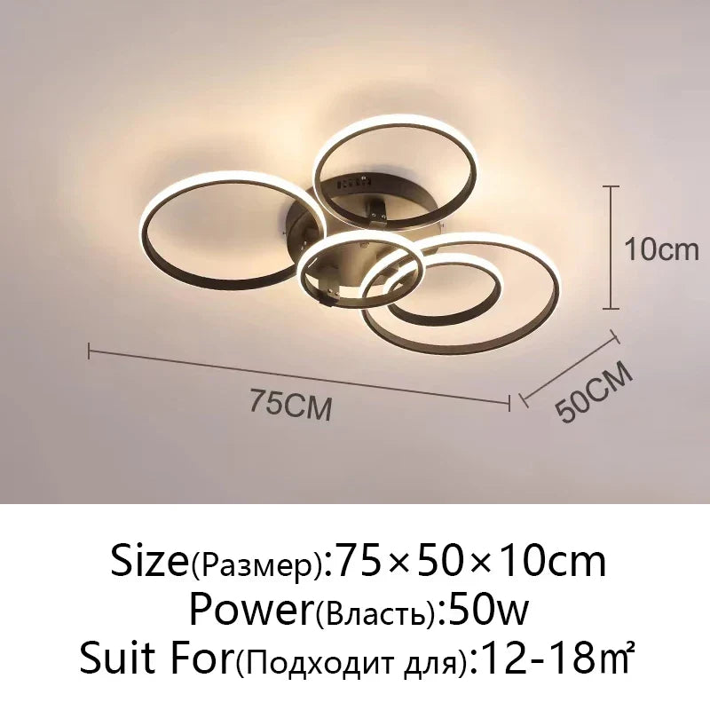 Modern LED Ceiling Chandelier in Gold & Black for Living Room, Bedroom, Study - Dimmable Indoor Lighting