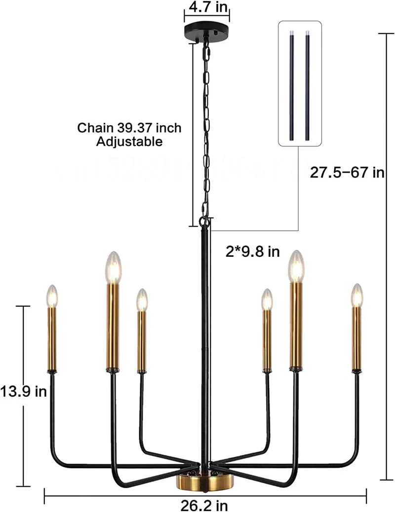 Modern Retro Chandelier Pendent Lamp LED Living Room Lighting Fixtures