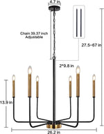 Modern Retro Chandelier Pendent Lamp LED Living Room Lighting Fixtures