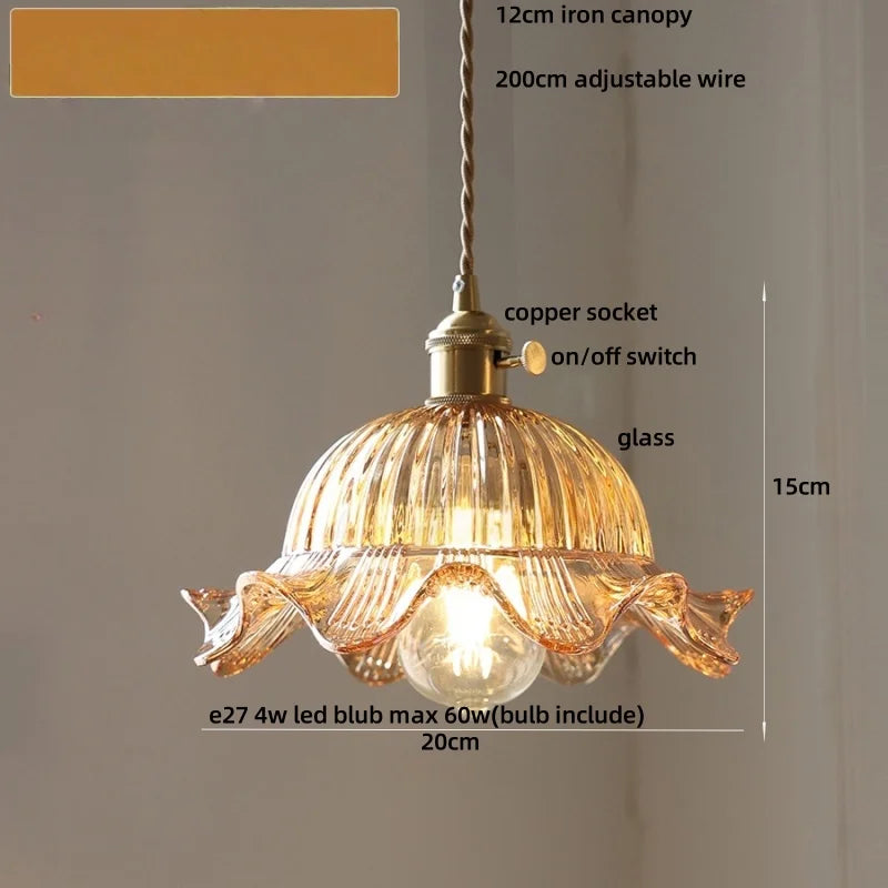 Walnut Wood & Glass LED Pendant Lamp Modern Nordic Style