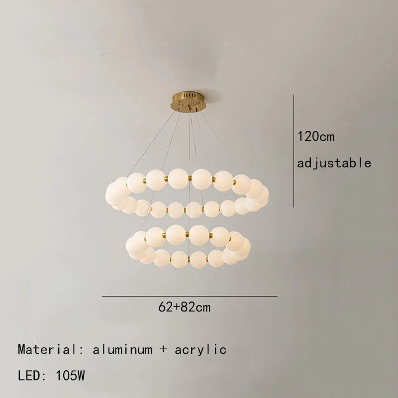 Gold Acrylic LED Ceiling Chandelier for Living Room Bedroom Pendant Lighting