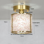 Copper Canopy LED Ceiling Light Glass Crystal Nordic Modern Decor for Home