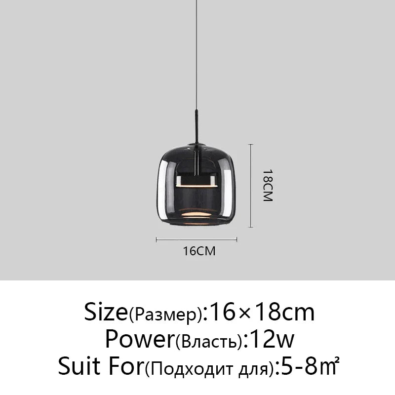 Glass Pendant Light: Nordic LED Hanging Lamp for Dining Room, Bedroom, Modern Decor