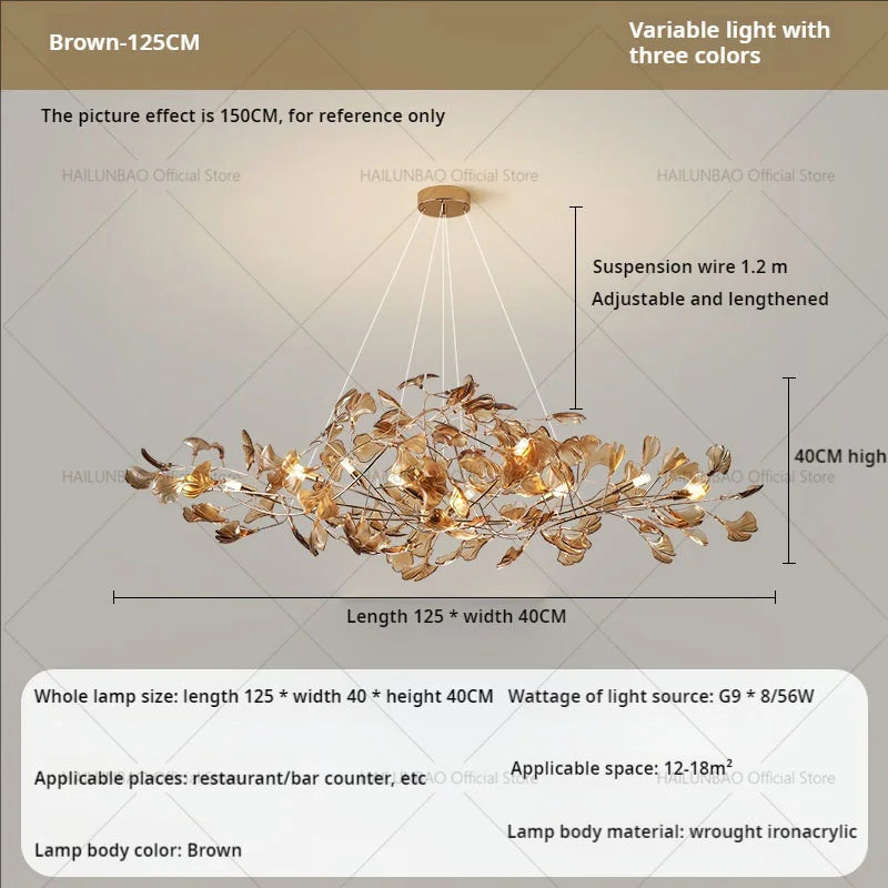 Gingko Leaf Chandelier: Modern Luxury Art Decor for Home, Restaurant & Bar