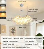 Iced Crystal Chandeliers: Nordic Milan LED Hanging Lights for Living Room