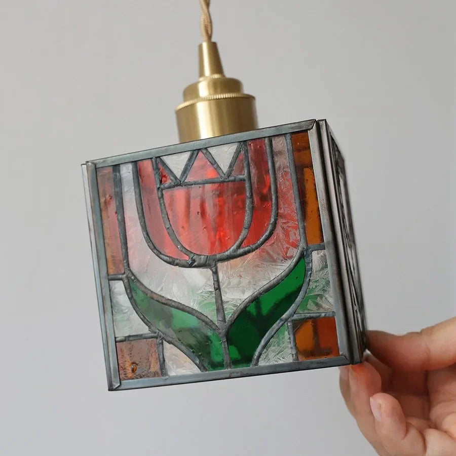 Tiffany Glass LED Wall Lights Modern Pull Chain Bedside Lamp