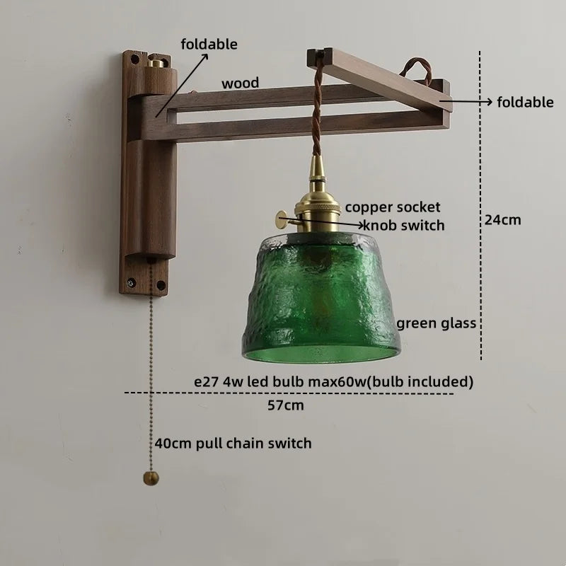 Wood Copper LED Wall Lamps Modern Bathroom Mirror Light Fixtures