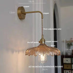 Amber Vintage LED Wall Light Glass Copper Pull Chain Switch Hallway Lamp