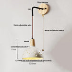 Adjustable Wall Lights Pull Chain Switch Wood Socket Cement Modern Bedside Lamp