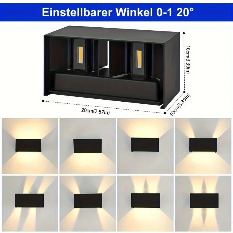 24W LED Wall Light Up Down Adjustable Beam Cold IP65 Modern