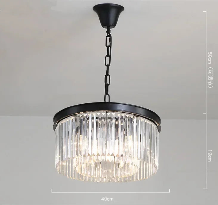 Metal Crystal Pendant Light Chandelier for Living Room, LED Hanging Lamp