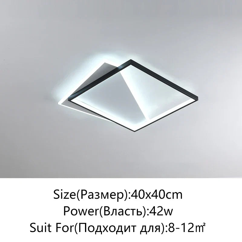 Modern LED Ceiling Lights Bedroom Study Living Room Indoor Round Square Lamp