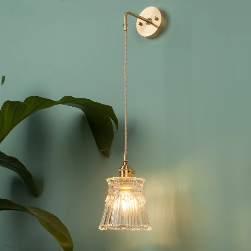 Nordic Glass LED Wall Lamps Copper Arm Wandlamp