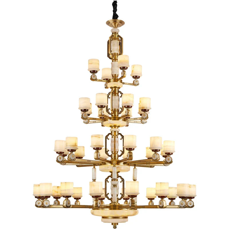 All Copper Jade Chandelier, Modern Chinese Style for Living Room, Bedroom, Dining Room.