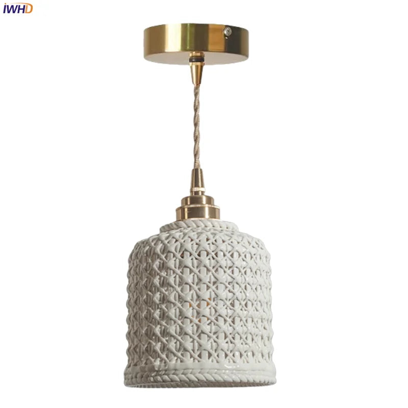 Nordic Ceramic LED Pendant Lamps Modern Minimalism Hanging Light for Home Decor