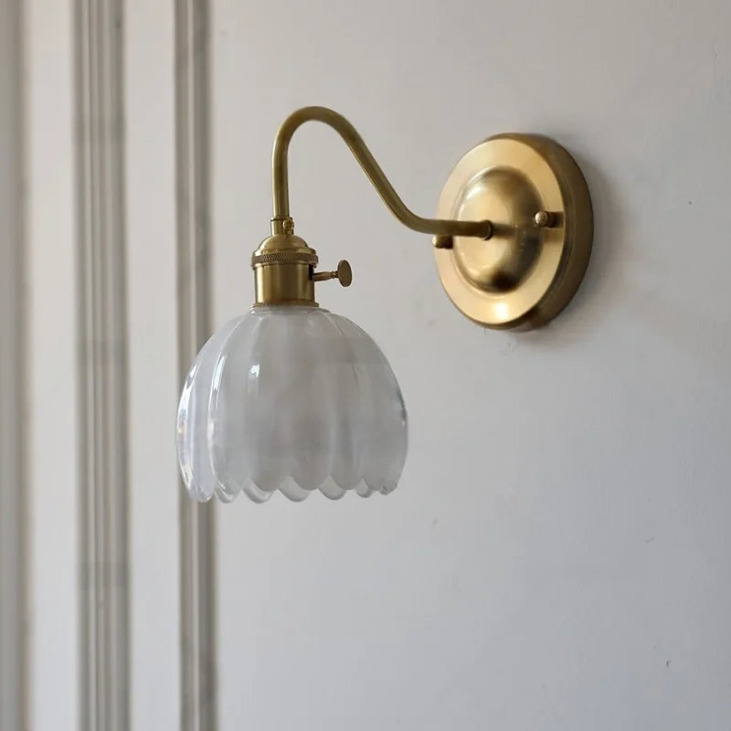 Glass Copper Knob Switch LED Wall Sconce - Modern Nordic Design