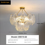 Pearl Crystal Chandelier for Dining Living Bedroom, Elegant French Shell Glass Light
