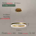 Crystal Ring LED Pendant Light - Modern Home Lighting for Bedroom and Restaurant