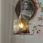Wood Amber Glass LED Pendant Light Fixture - Nordic Modern Hanging Lamp