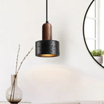 Nordic LED Pendant Lights Black Wood Travertine Hanging Lamp