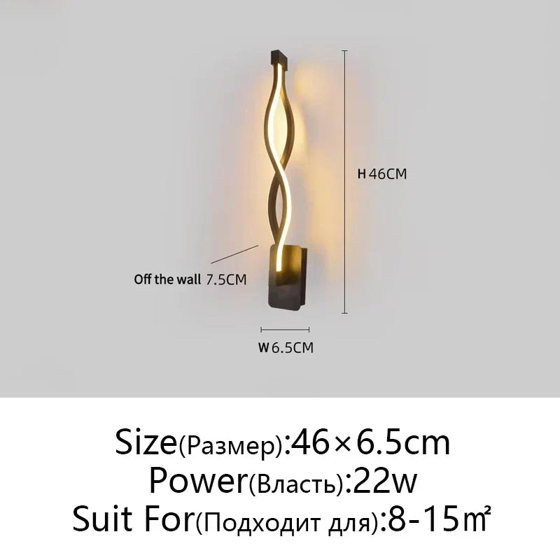 LED Wall Lamps Modern Minimalist Bedroom Living Room Lighting Black White