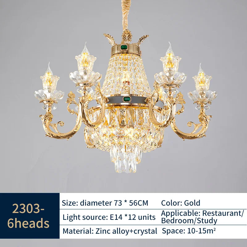 Crystal Dining Room Chandelier - Elegant Zinc Alloy Candle Lamp