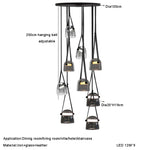 Glass Pendant Chandelier: Modern Leather Belt Luxury LED Lighting for Home Decor