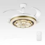 Crystal Invisible Fan Lamp 42-Inch European Living Room Ceiling Fan Chandelier