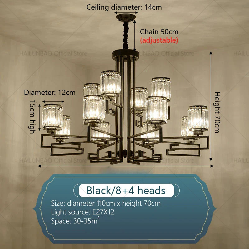 Crystal Chandelier: Modern Luxury Main Light for Livingroom, Hall, and Restaurant