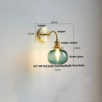 Green Class Ball LED Wall Light Fixture, Copper Socket, Pull Chain Switch