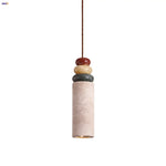 Afralia™ Colorful Stone LED Pendant Light - Nordic Modern Yellow Travertine Wood Canopy