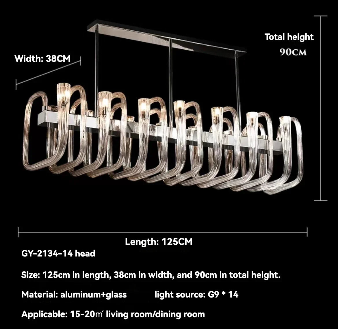 Glass Chandelier LED Hanging Light for Living Room Bedroom Dining Room - 2024 Collection.